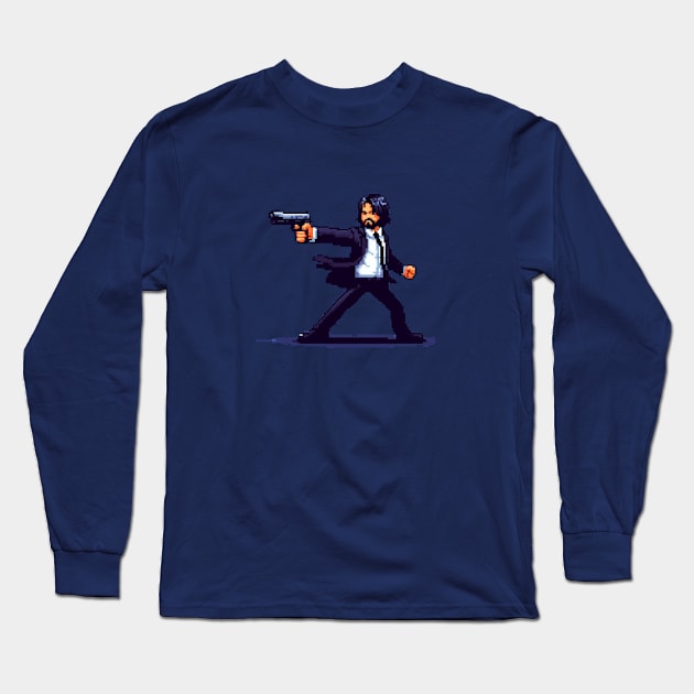 8BIT JOHN WICK Long Sleeve T-Shirt by nerd.collect